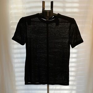 Express One Eleven Black Short Sleeve Burnout Top